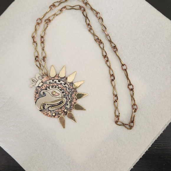 Vintage Modernist Mexican Eagle Necklace - Picture 2 of 14